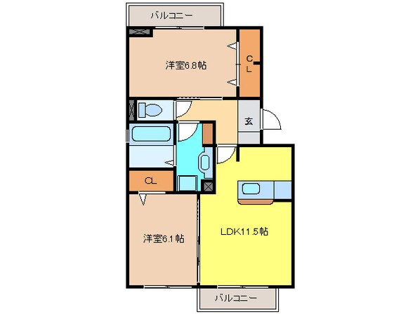 プリムローズA棟の物件間取画像